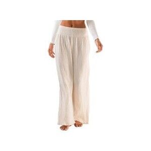 Lotus and Luna Cream Wide Leg Cotton Pants S/M